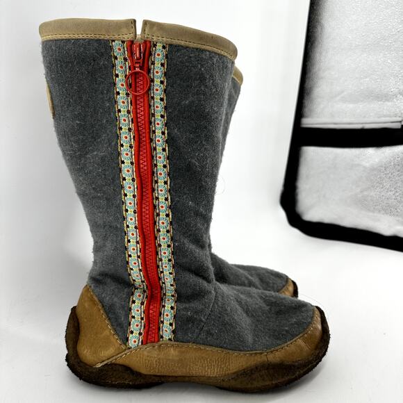 Sorel Norquay Winter Boots Zip Up Mid Calf Round Toe Wool Leather Fleece Gray 7 - Picture 3 of 7